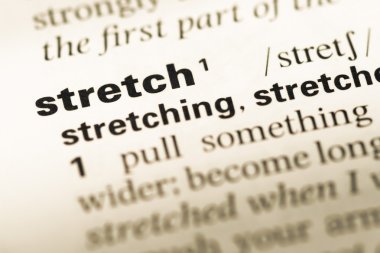 Eski İngilizce sözlük sayfası word streç ile yakın çekim