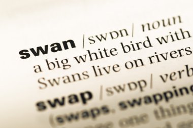 Eski İngilizce sözlük sayfası word kuğu ile yakın çekim