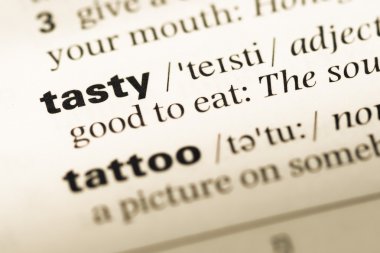 Eski İngilizce sözlük sayfası word lezzetli ile yakın çekim