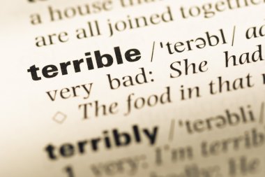 Eski İngilizce sözlük sayfası word korkunç ile yakın çekim