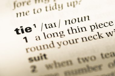 Eski İngilizce sözlük sayfası word kravatla kapat