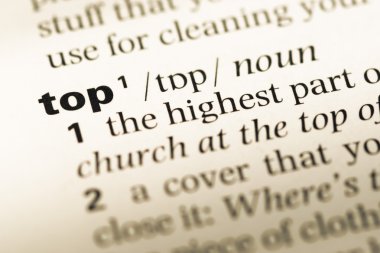 Eski İngilizce sözlük sayfası word top ile yakın çekim