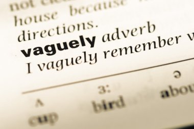 Word ile eski İngilizce sözlük sayfasının belli belirsiz yakın çekim