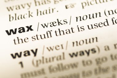 Eski İngilizce sözlük sayfası word balmumu ile yakın çekim