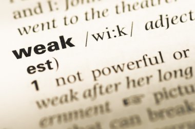 Eski İngilizce sözlük sayfası word zayıf ile yakın çekim