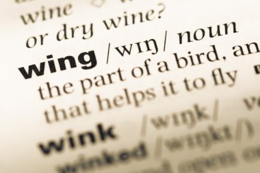 Eski İngilizce sözlük sayfası word kanadı kapatın