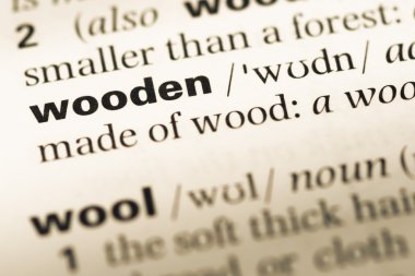 Eski İngilizce sözlük sayfası word ahşap ile yakın çekim