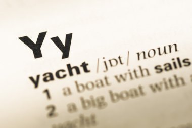 Eski İngilizce sözlük sayfası word y ile yakın çekim