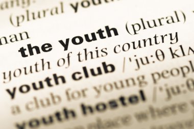 Yakın eski İngilizce sözlük sayfası word ile gençlik