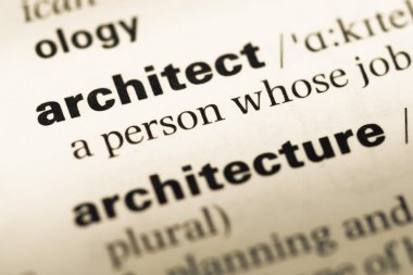 Eski İngilizce sözlük sayfası word mimar ile yakın çekim