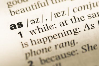 Eski İngilizce sözlük sayfası olarak word ile yakın çekim