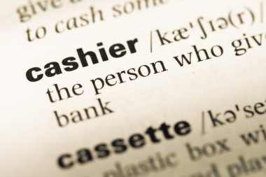 Eski İngilizce sözlük sayfası word kasiyer ile yakın çekim