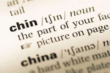 Eski İngilizce sözlük sayfası word çene ile yakın çekim