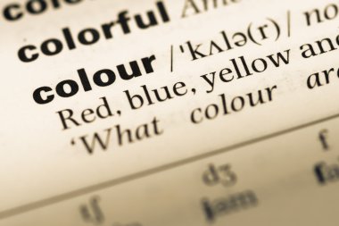 Eski İngilizce sözlük sayfası word renk ile yakın çekim