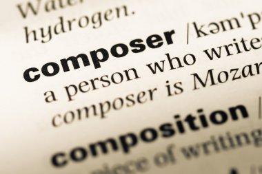 Eski İngilizce sözlük sayfası word besteci ile yakın çekim