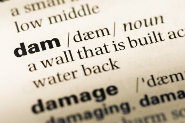 Eski İngilizce sözlük sayfası word Barajı ile yakın çekim