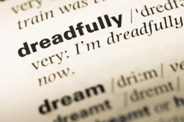 Eski İngilizce sözlük sayfası word ile çok yakın çekim