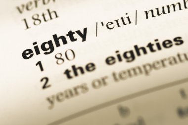 Eski İngilizce sözlük sayfası word seksen ile yakın çekim