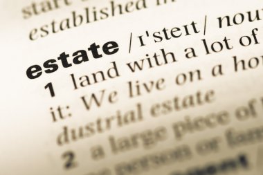 Eski İngilizce sözlük sayfası word Emlak ile yakın çekim