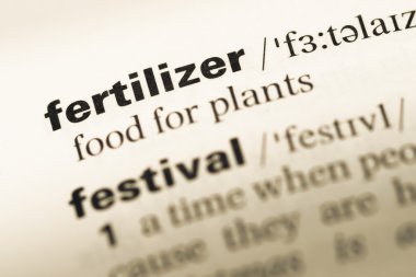 Eski İngilizce sözlük sayfası word gübre ile yakın çekim