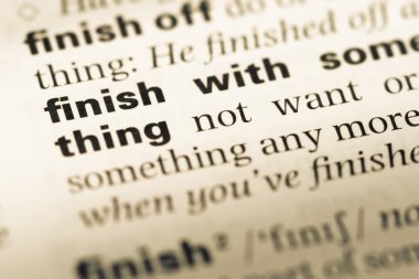 Eski İngilizce sözlük sayfası ile kelime bitirmek ile yakın çekim