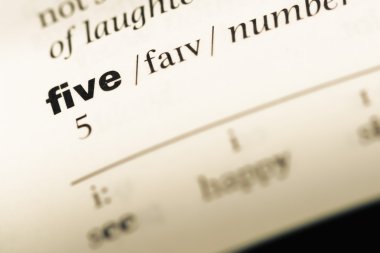 Eski İngilizce sözlük sayfası word beş ile yakın çekim