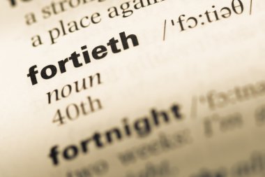 Word ile eski İngilizce sözlük sayfasının kırkıncı yakın çekim