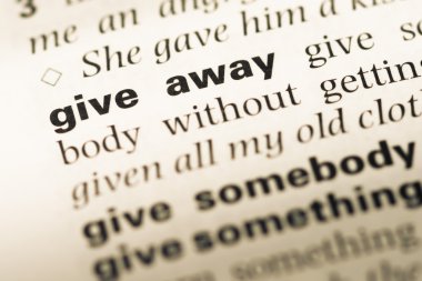 Eski İngilizce sözlük sayfası word vermek uzağa ile yakın çekim