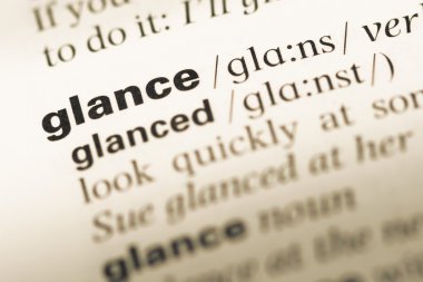 Eski İngilizce sözlük sayfası word bakışta yakın çekim