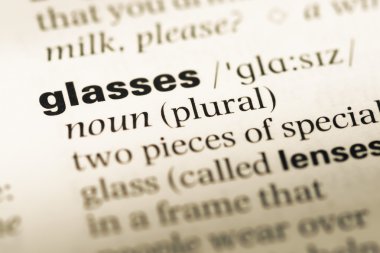 Eski İngilizce sözlük sayfası word gözlüklü yakın çekim