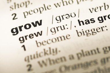 Yakın eski İngilizce sözlük sayfası word ile büyümek