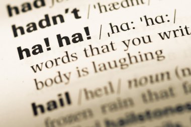 Word ile eski İngilizce sözlük sayfasının ha ha yakın çekim