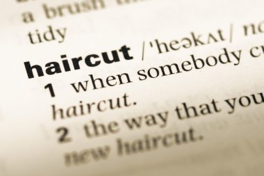 Eski İngilizce sözlük sayfası word saç kesimi ile yakın çekim