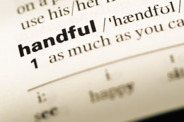 Eski İngilizce sözlük sayfası word avuç ile yakın çekim