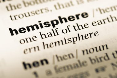 Eski İngilizce sözlük sayfası word Yarımküre ile yakın çekim