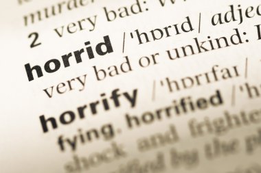 Eski İngilizce sözlük sayfası word korkunç ile yakın çekim