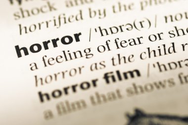 Eski İngilizce sözlük sayfası kelime korku ile yakın çekim