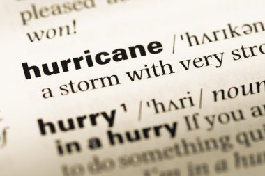 Eski İngilizce sözlük sayfası word kasırga ile yakın çekim