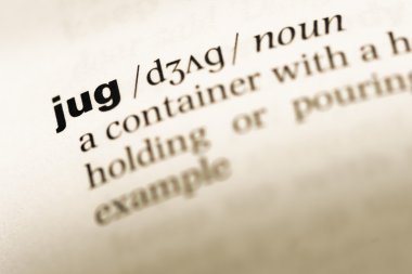 Eski İngilizce sözlük sayfası word sürahi ile yakın çekim