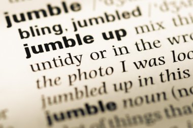 Eski İngilizce sözlük sayfası kelime karmakarışık ile yakın