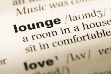 Eski İngilizce sözlük sayfası word lounge ile yakın çekim