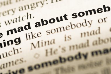 Eski İngilizce sözlük sayfası word hakkında deli ile yakın çekim