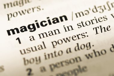 Eski İngilizce sözlük sayfası word sihirbaz ile yakın çekim