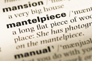 Eski İngilizce sözlük sayfası word şöminenin ile yakın çekim