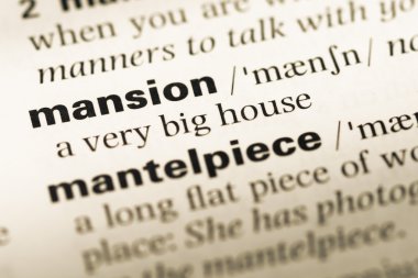 Eski İngilizce sözlük sayfası word evinin yakın çekim