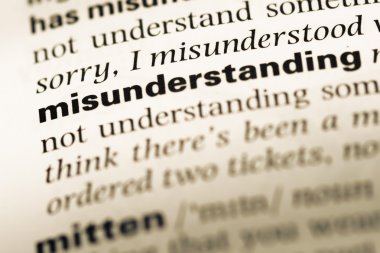 Word yanlış anlama ile eski İngilizce sözlük sayfasının yakın çekim