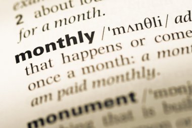 Eski İngilizce sözlük sayfası word ile aylık yakın çekim