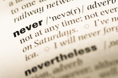 Asla eski İngilizce sözlük sayfası word ile yakından