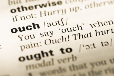 Word ile eski İngilizce sözlük sayfasının Ah yakın çekim