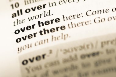 Word ile eski İngilizce sözlük sayfasının buraya yakın çekim